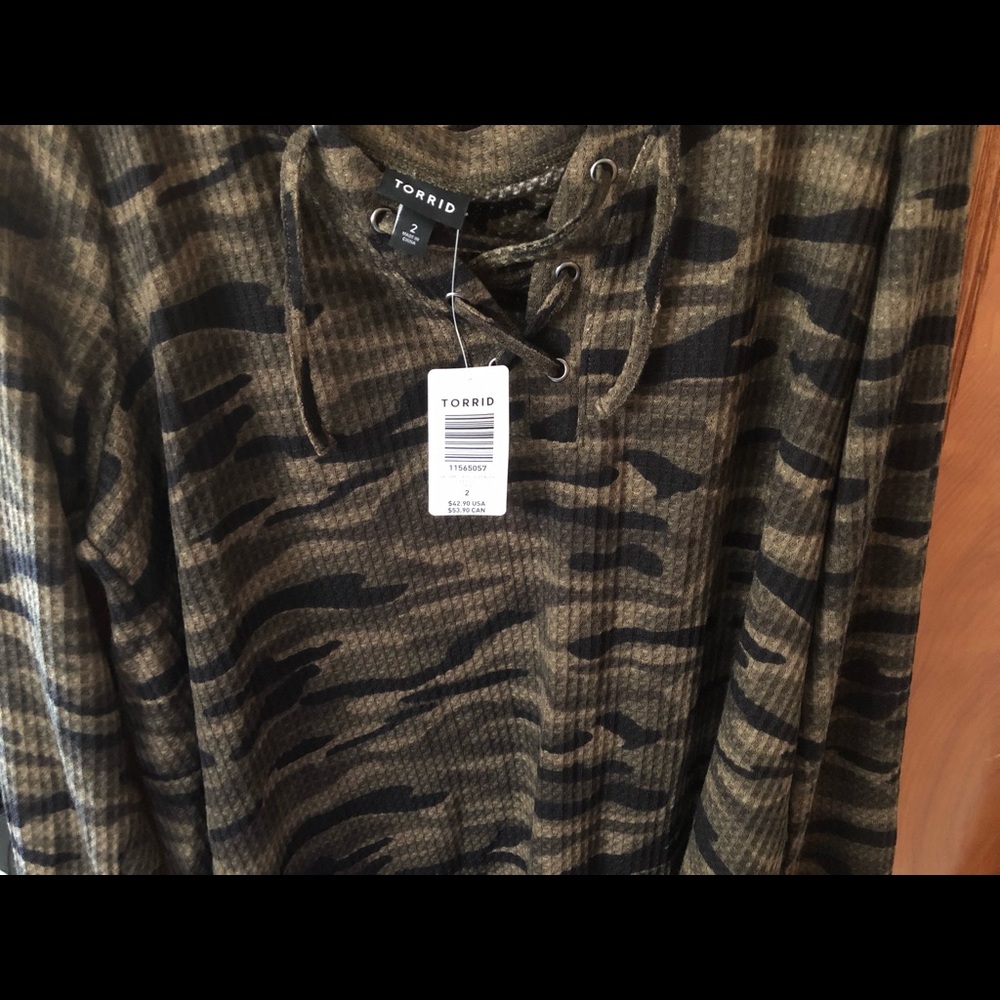 Torrid Camo lace henley